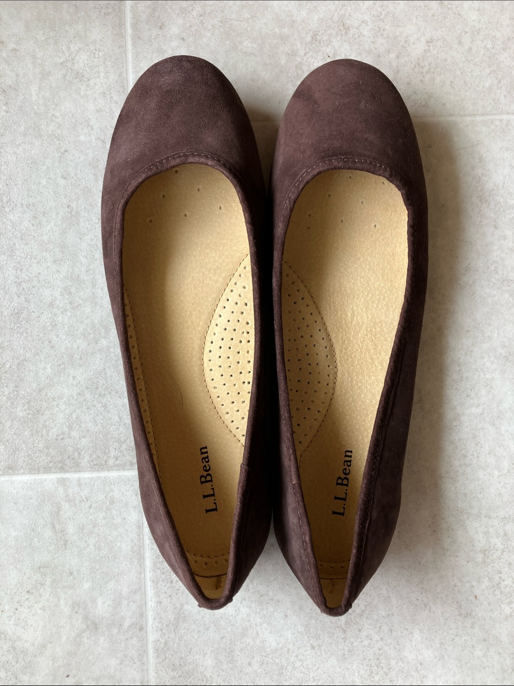 L.L. Bean Dark Brown Suede Slip-On Ballet Flats